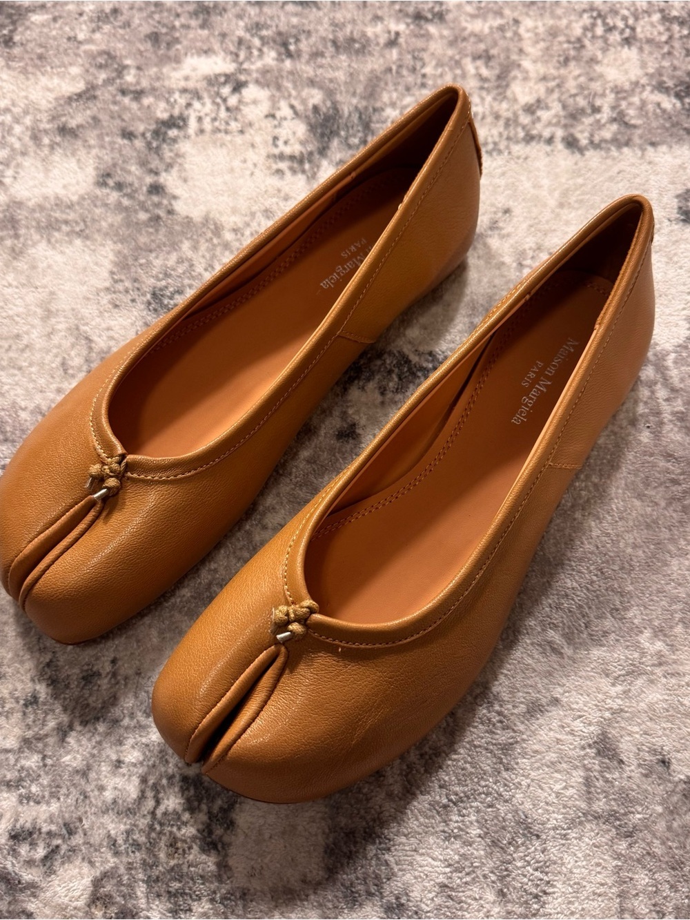 Maison Margiela Tan Tabi Leather Ballet Flats Women's Size EU 38 US 8 - Picture 3 of 8